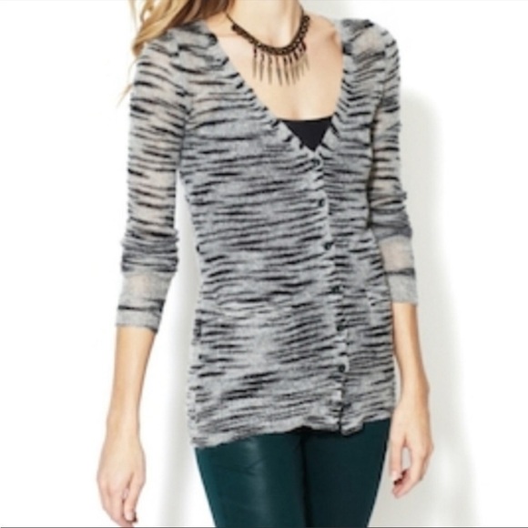 Free People Beach Mohair Blend Lightweight Tiger Stripe Cardigan Sweater Large - Picture 2 of 14